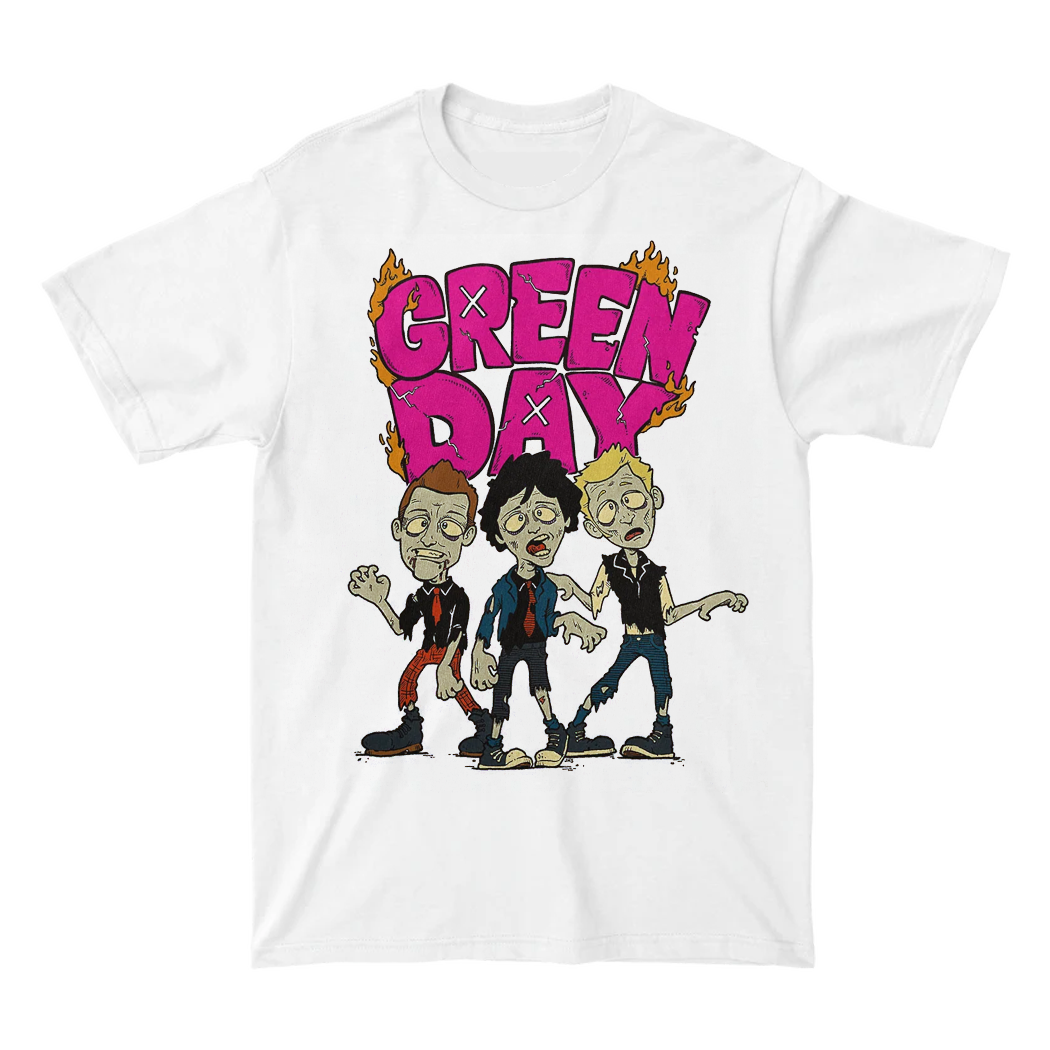 Walking Green Day Zombie White Tee